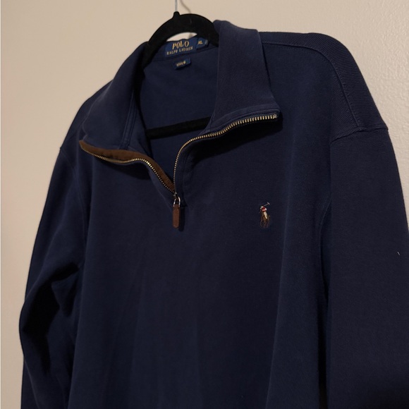 Polo Ralph Lauren Estate Rib navy blue 1/4 zip pullover - collegiate classic XL - Picture 3 of 7